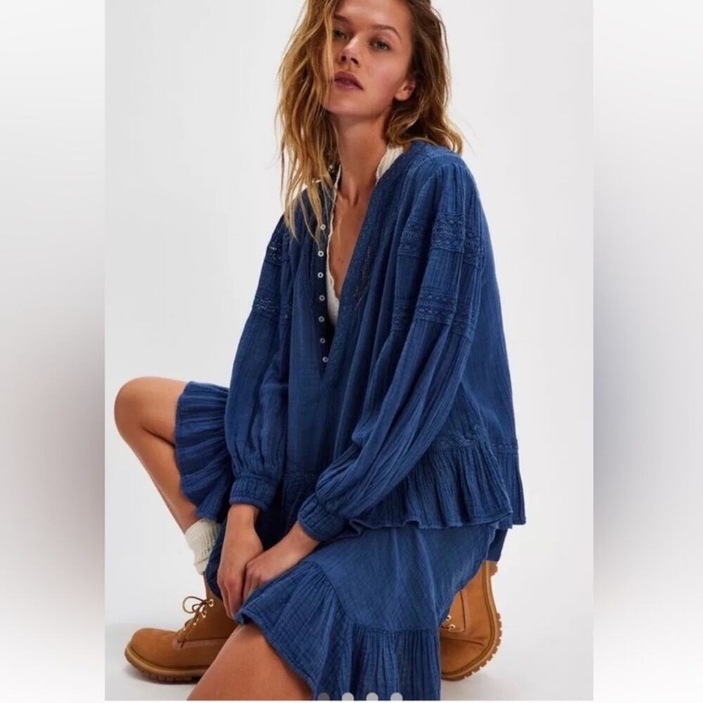 NWT FREE PEOPLE sachi mini dress in Big Dipper blue sz S